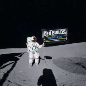 web design shropshire flag being held by astronaught