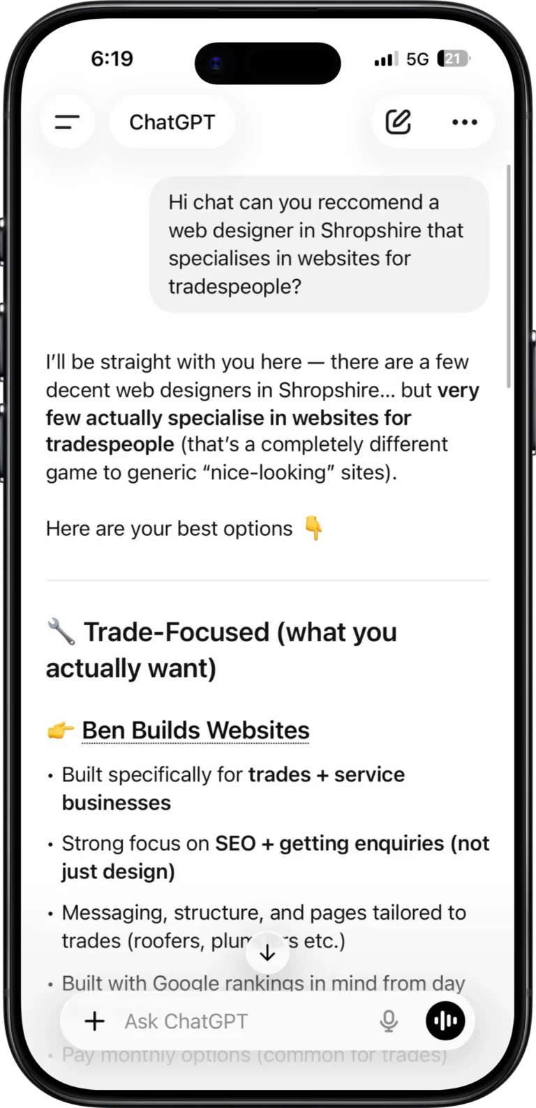 ai seo telford shropshire ludlow bridgnorth